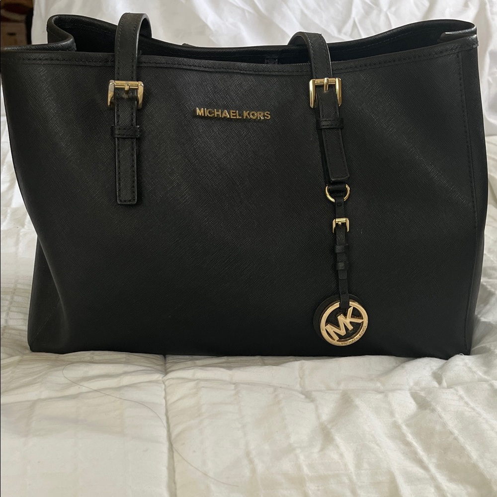 Michael Kors Black Tote with Gold Details